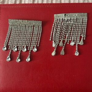 Crystal Fringe Dangle Earrings - Silver Tone